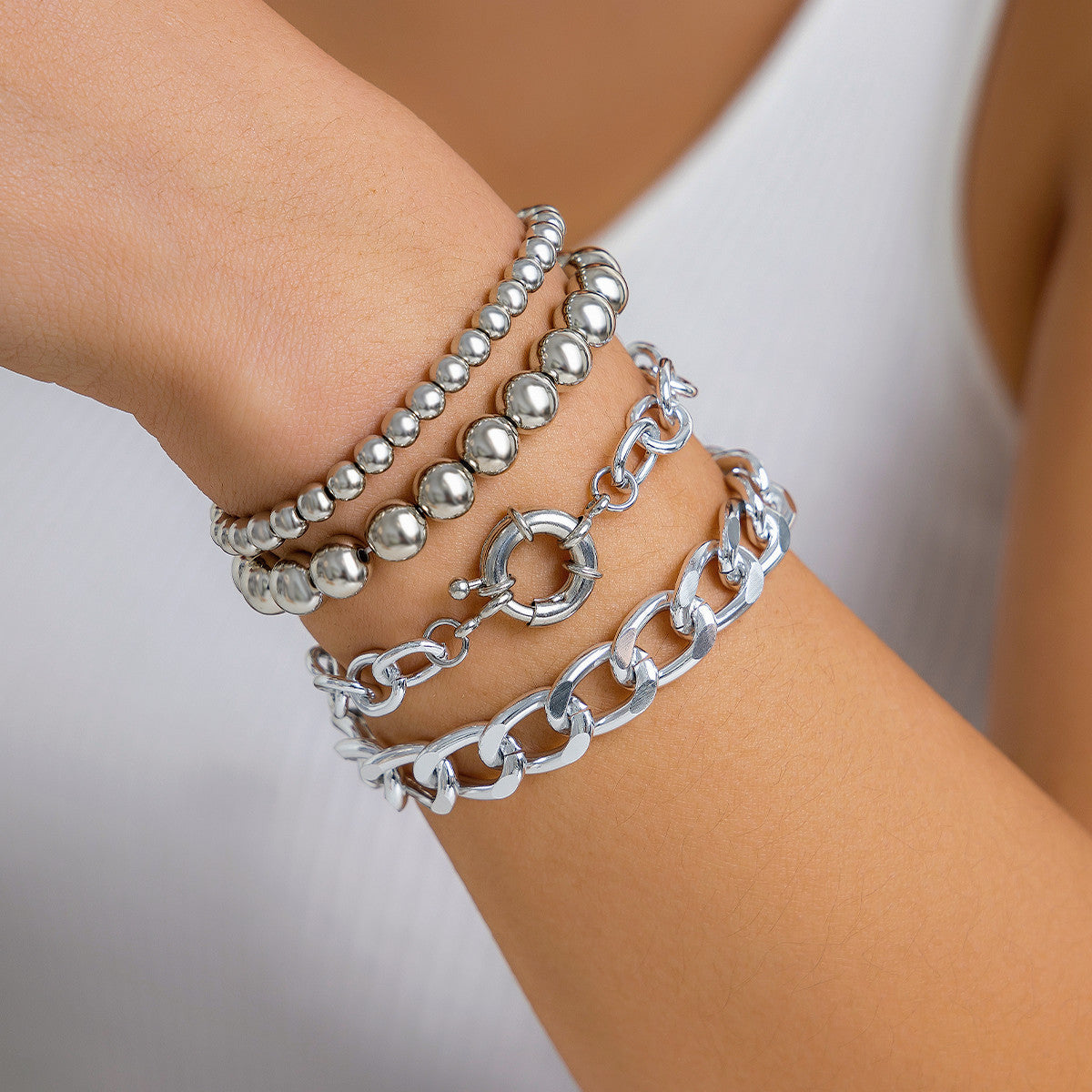 Boho Fashion Chunky Chain Bracelets Set