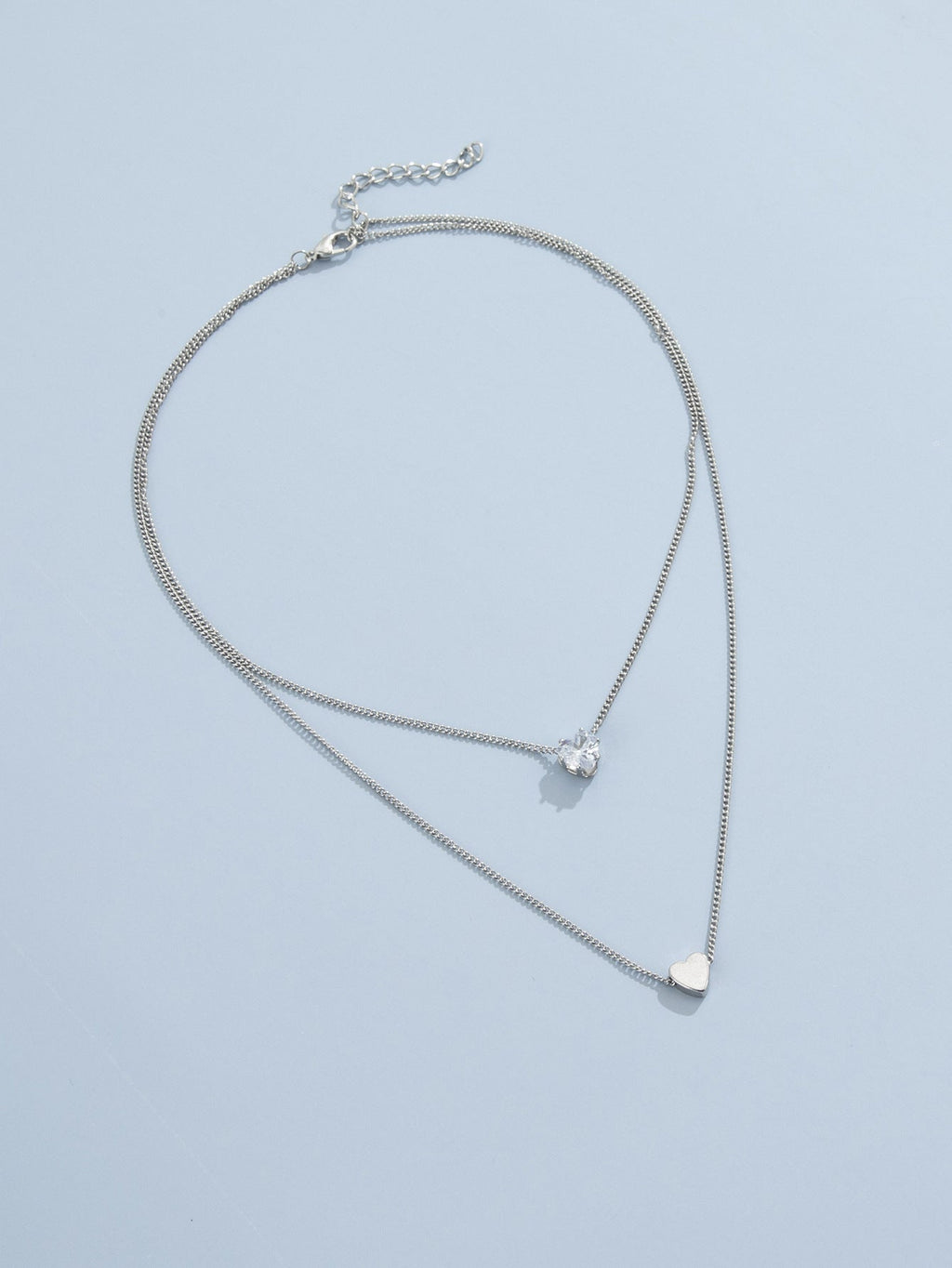 Pearl Heart Pendant Necklace Chain Choker Double Layer