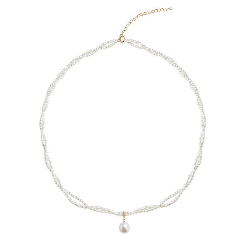 Layered Beaded Teardrop Tiny Pearl Necklace Charms