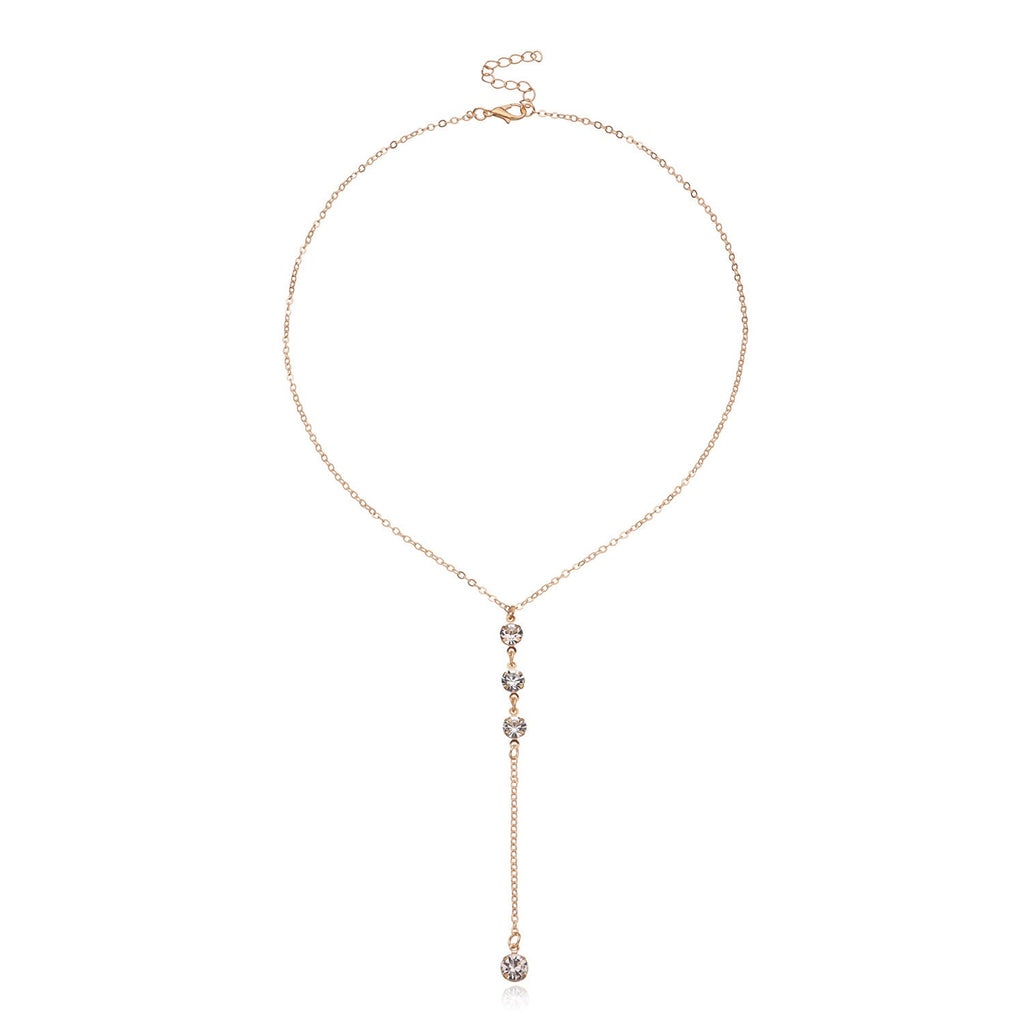 Long Chain Zircon Charm Necklace for Women