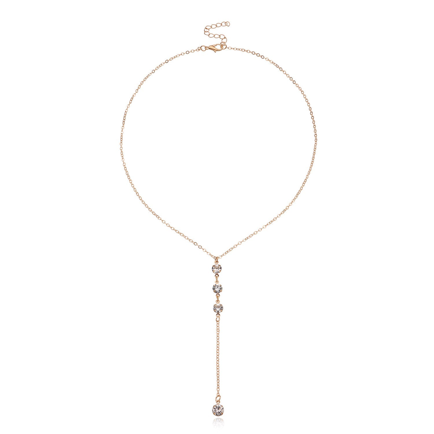 Long Chain Zircon Charm Necklace for Women