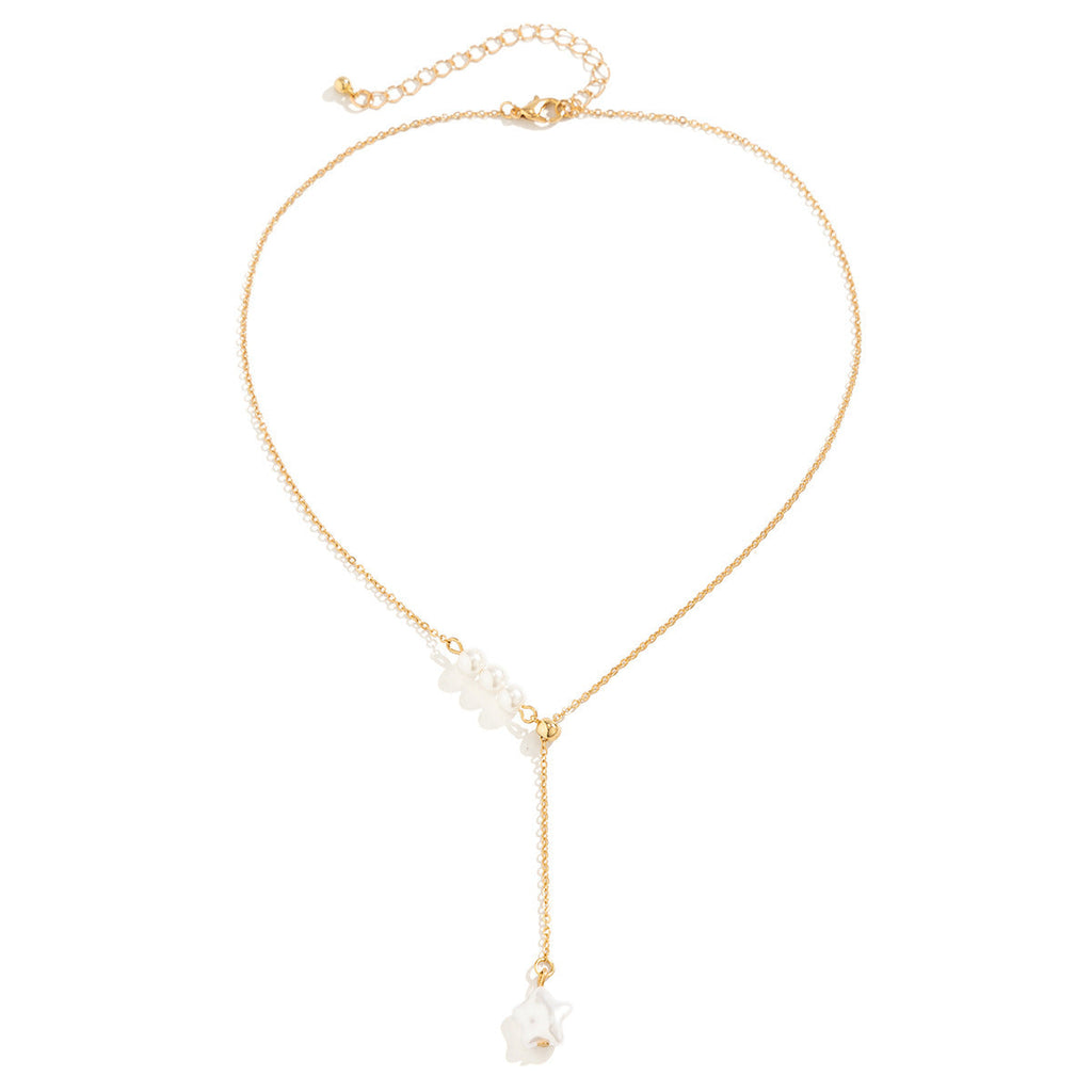 Vintage Star Necklace Pearl Tassel Pendant Necklace
