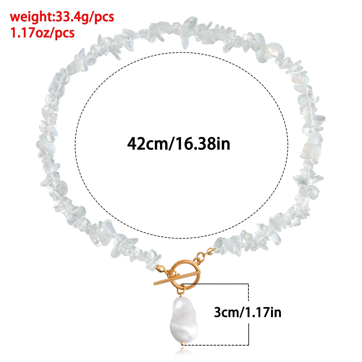 Natural Irregular transparent Stone Necklace