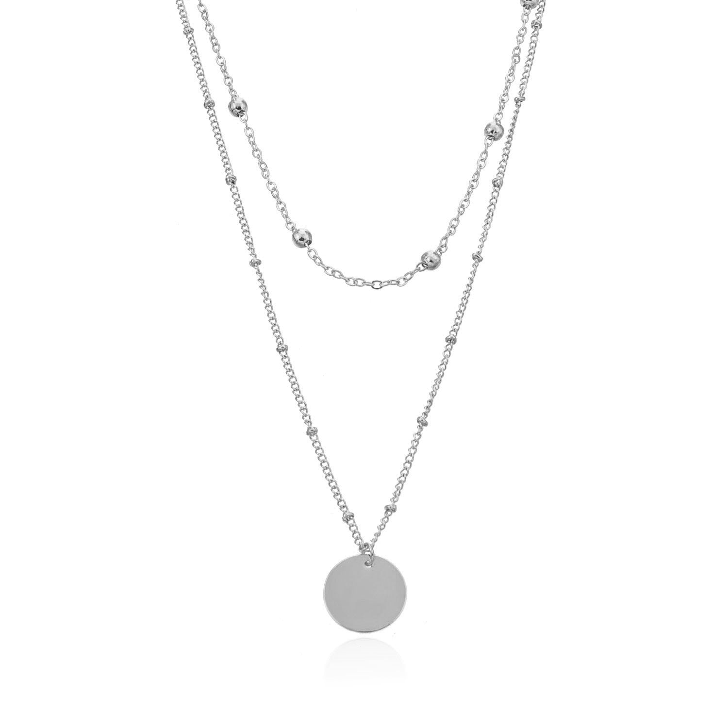 Bohemian Layered Necklace Round Coin Pendant Necklace