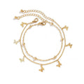 Beach Layered Butterfly Tassel Anklet Jewelry