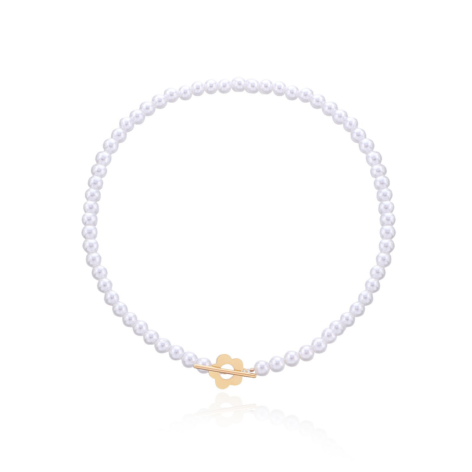 Bohemian Style OT Buckle Flower Shape Pearl Choker Necklace
