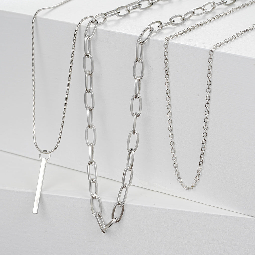 Boho Bar Multilayer Simple Layered Bar Drop Pendant Necklace