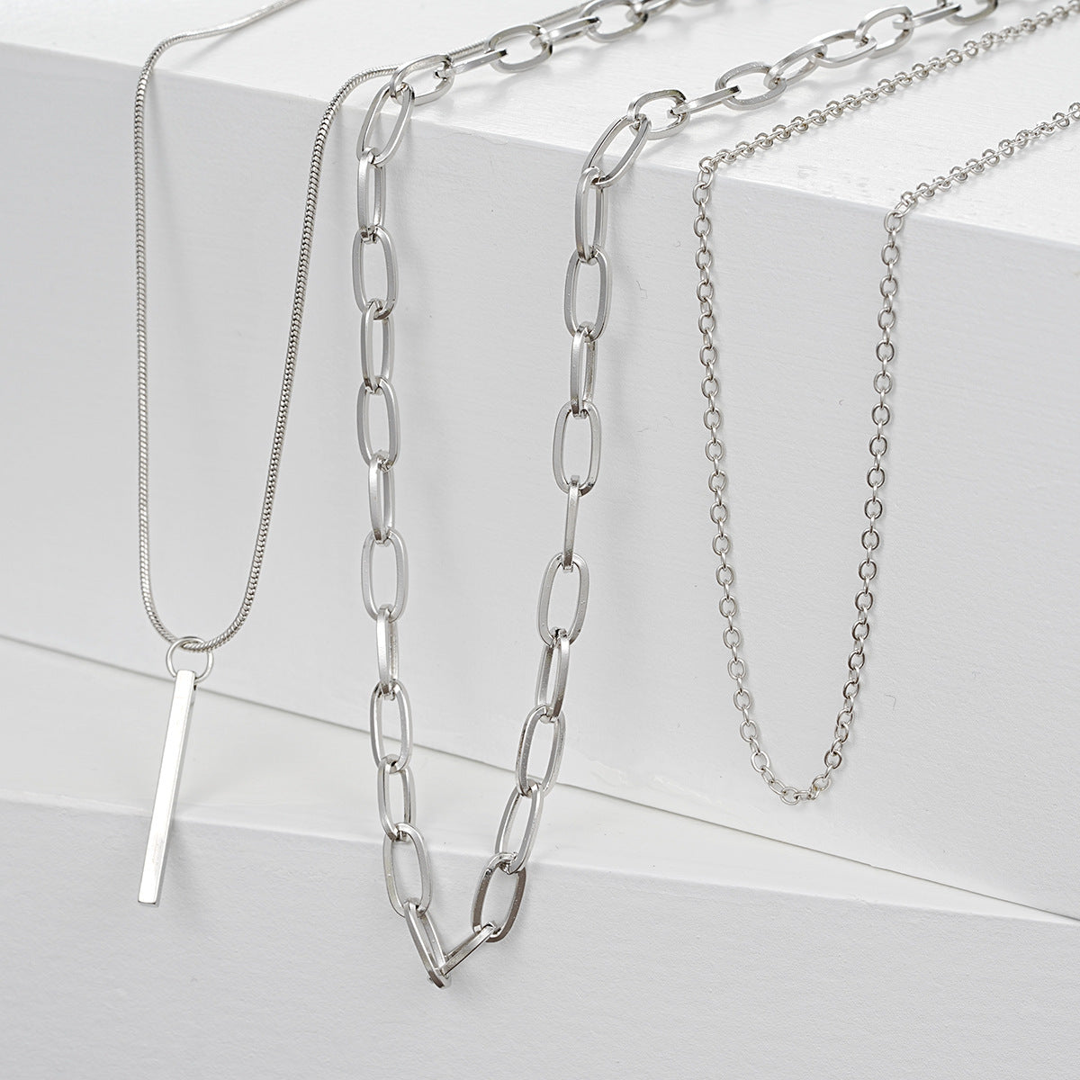 Boho Bar Multilayer Simple Layered Bar Drop Pendant Necklace