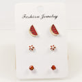Watermelon fruit stud earrings set