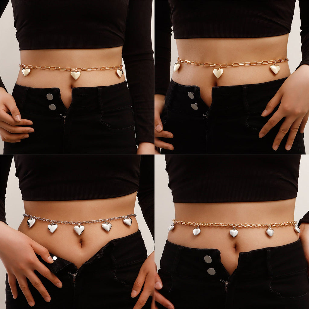 Metal Large Heart Pendant Waist Chain