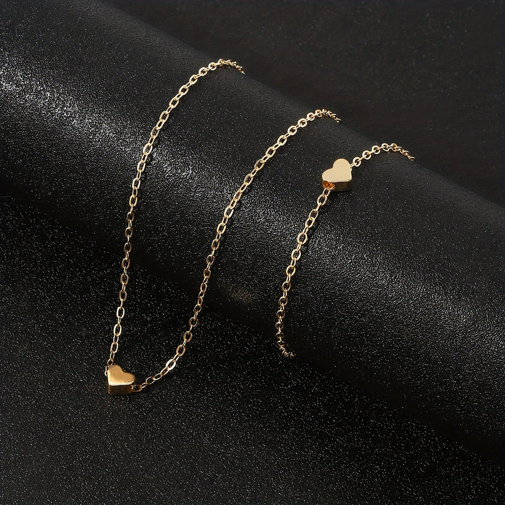 Peach Heart Chain Jewelry Set
