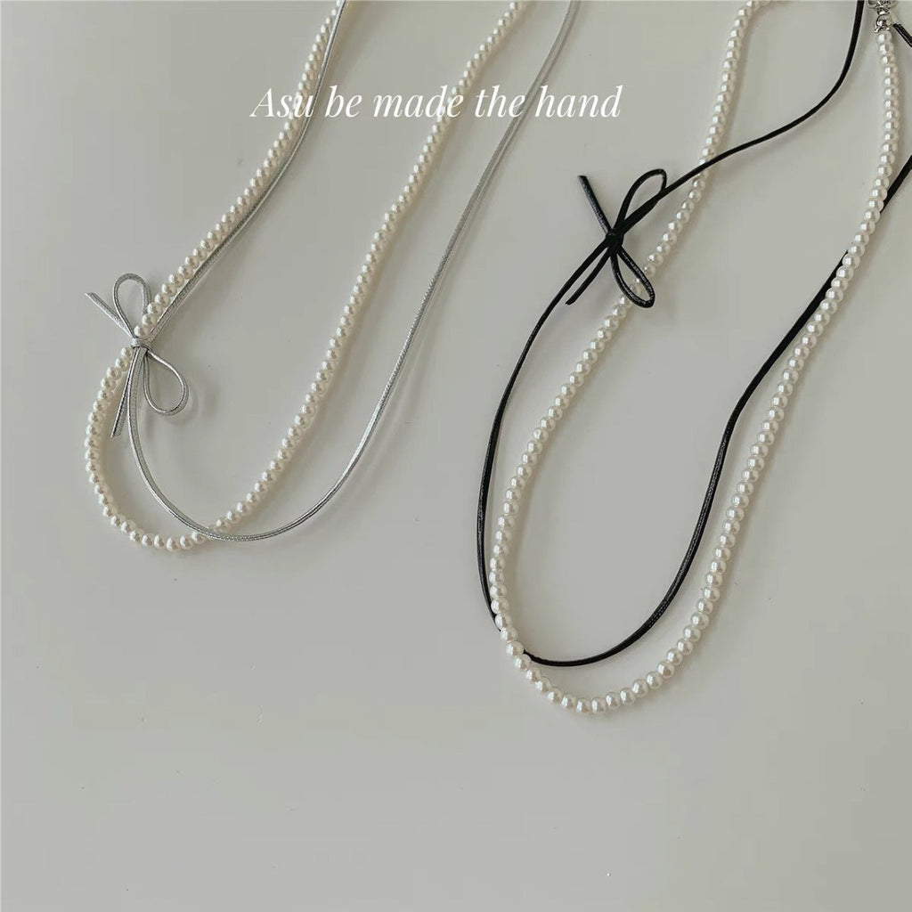 BowKnot Necklace Lovely Pearl Chokers Necklace