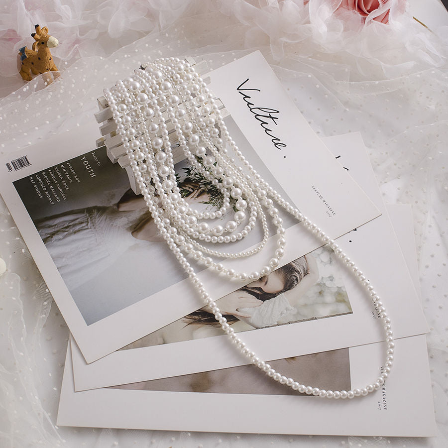 Six-layer Pearl Necklace Wedding Bride Pearl Necklace