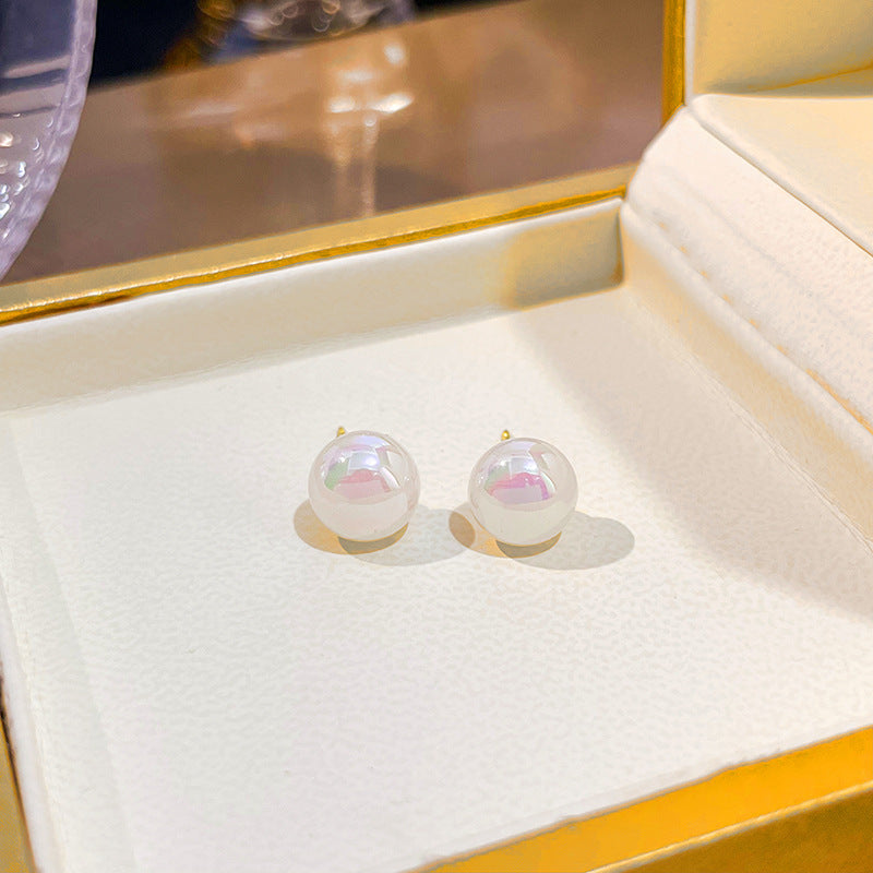 Simulated Pearl Geometric Round Square Stud Earrings