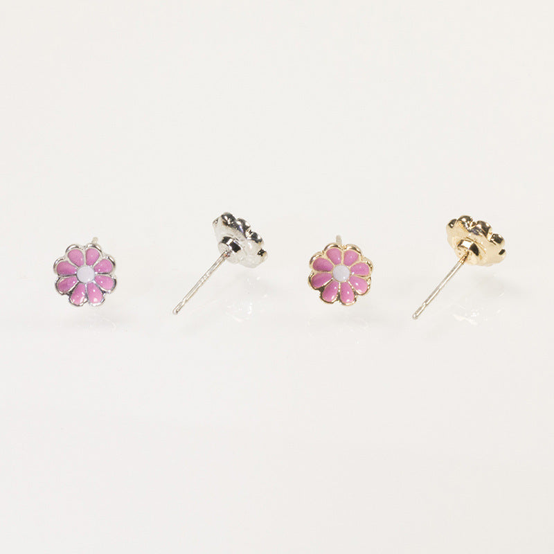 Butterfly flower stud earrings set
