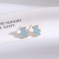 Blue Enamel Bear Earring