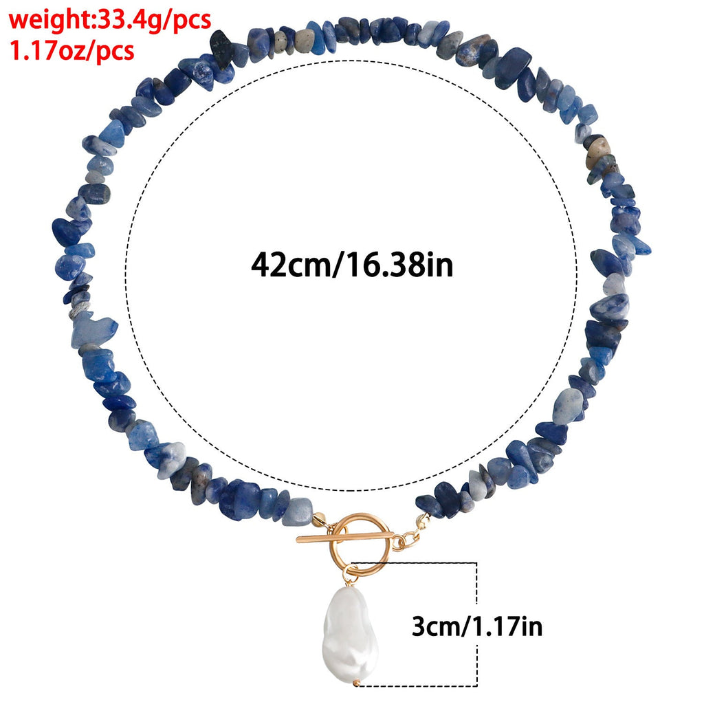 Natural Gravel Gemstone OT Buckle Necklace