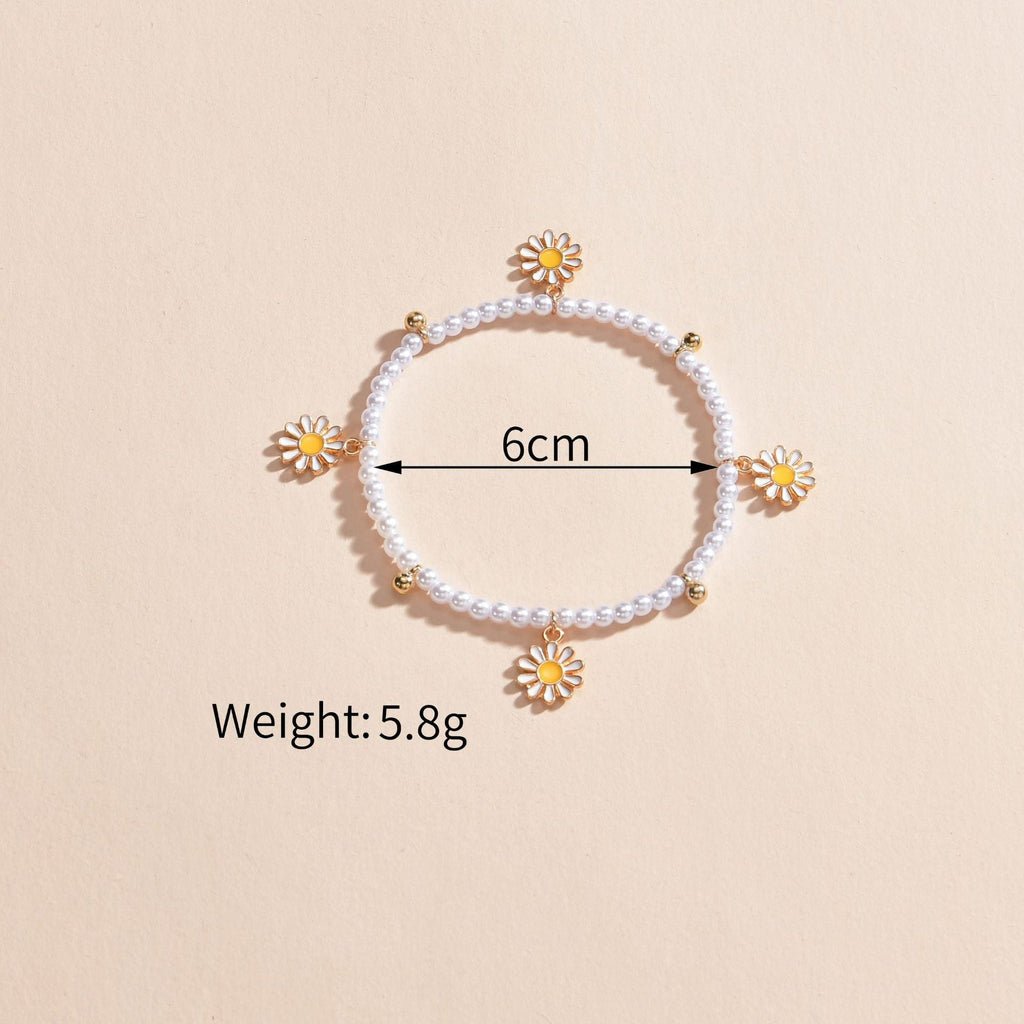 Summer Pearl Daisy Pendant Beach Sweet Cute Anklet Chain