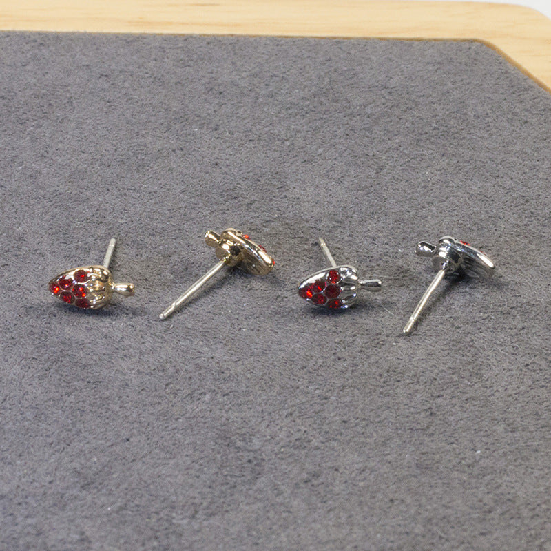 Rhinestone Strawberry Stud Earrings
