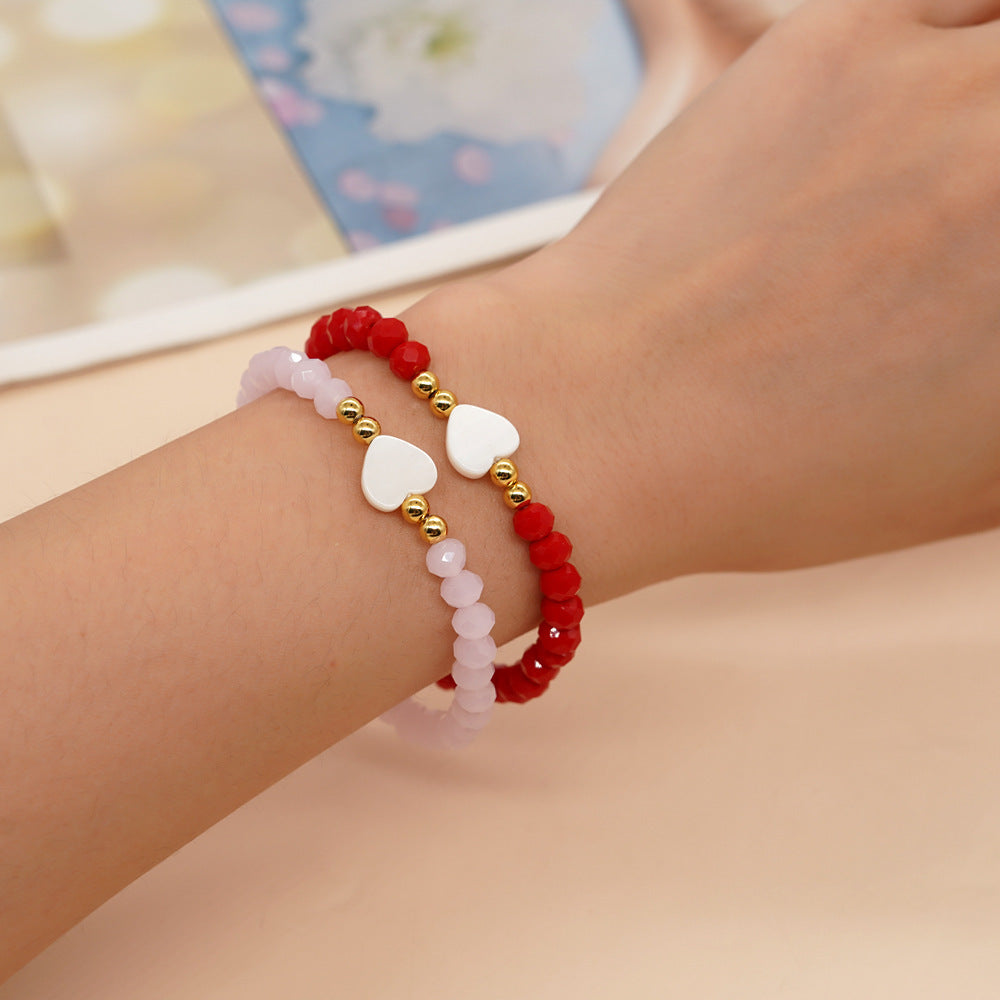 Red Crystal Bead Heart Bracelets