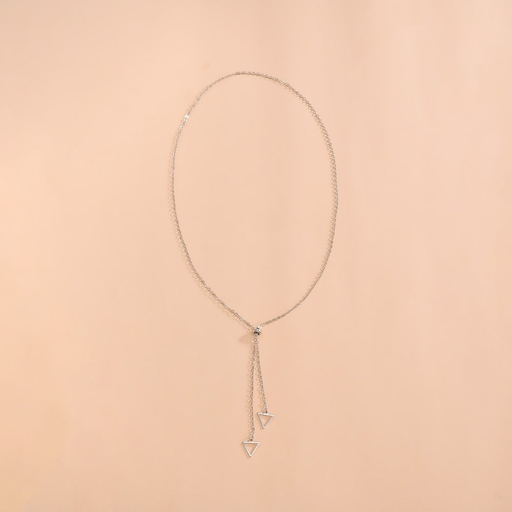 Long Chain Tassel Necklace with triangle