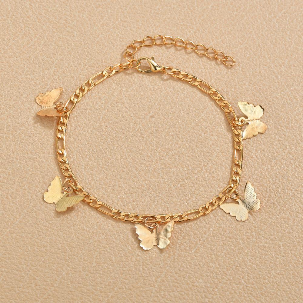 Snake Bone Chain Butterfly Pendant Anklet Jewelry