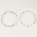 Round Pearl Bead Hoop Earrings