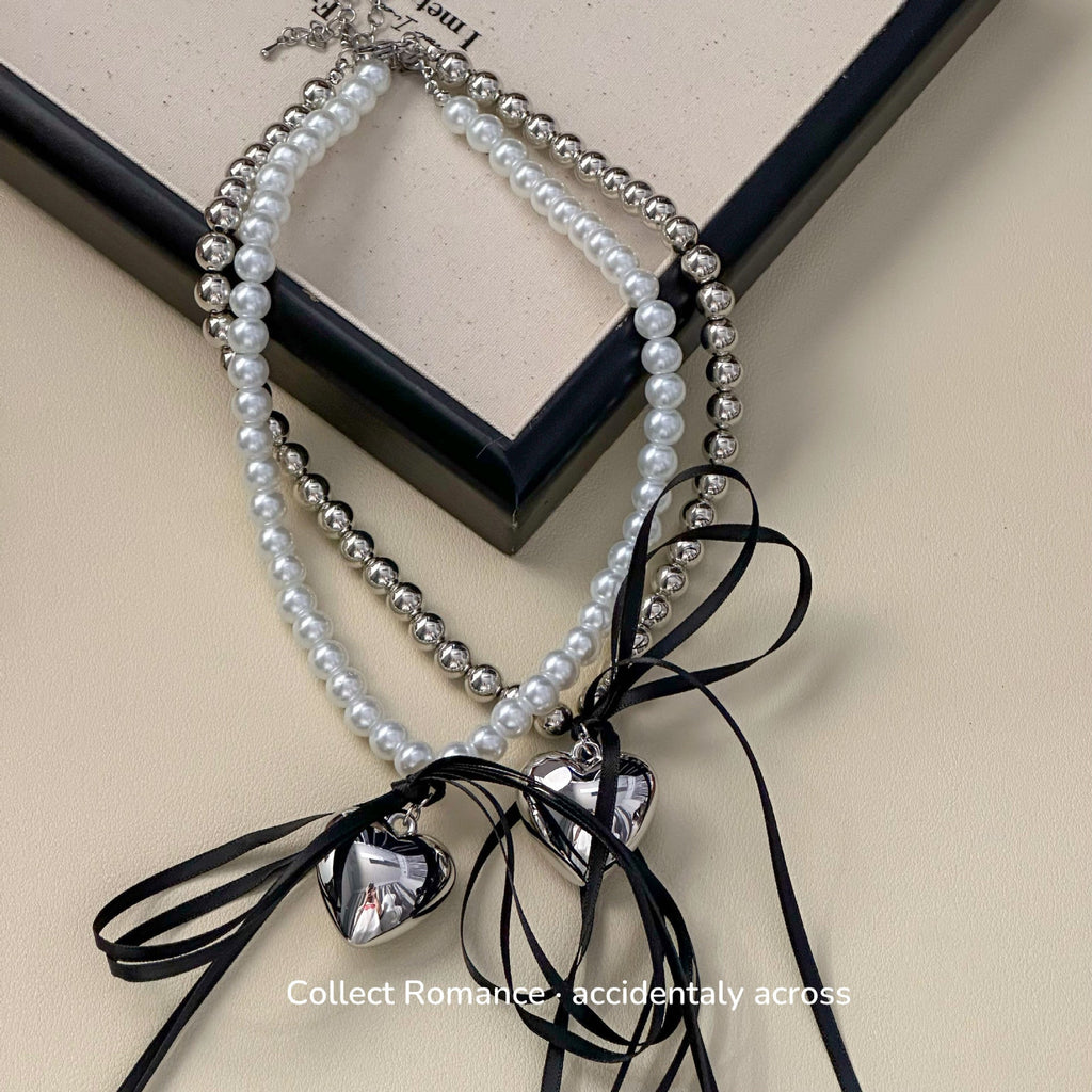 Heart Bowknot Pearl Necklaces