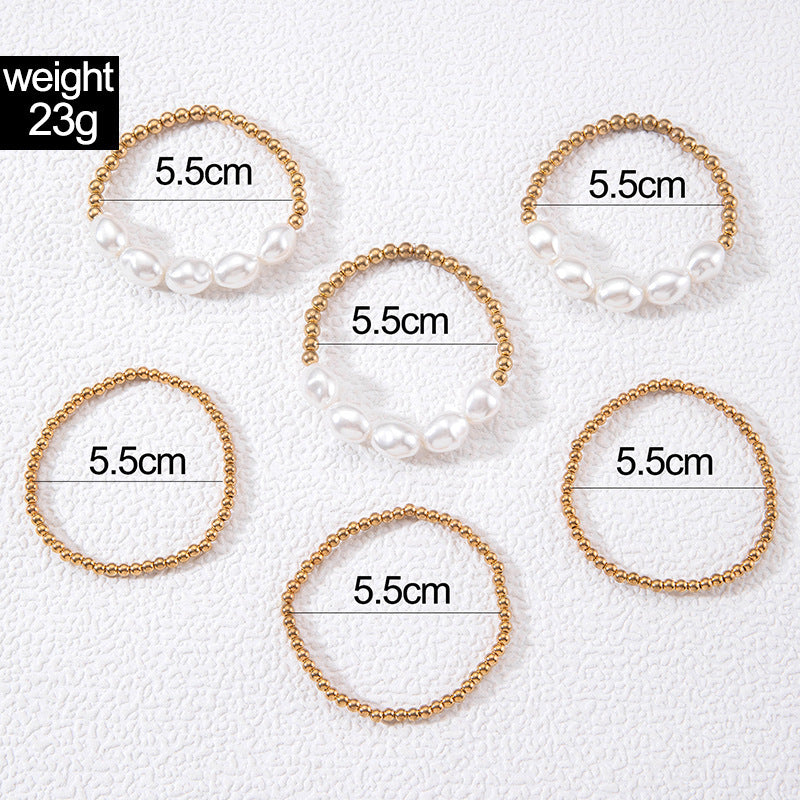 Imitation Pearl Beaded Bracelet Set