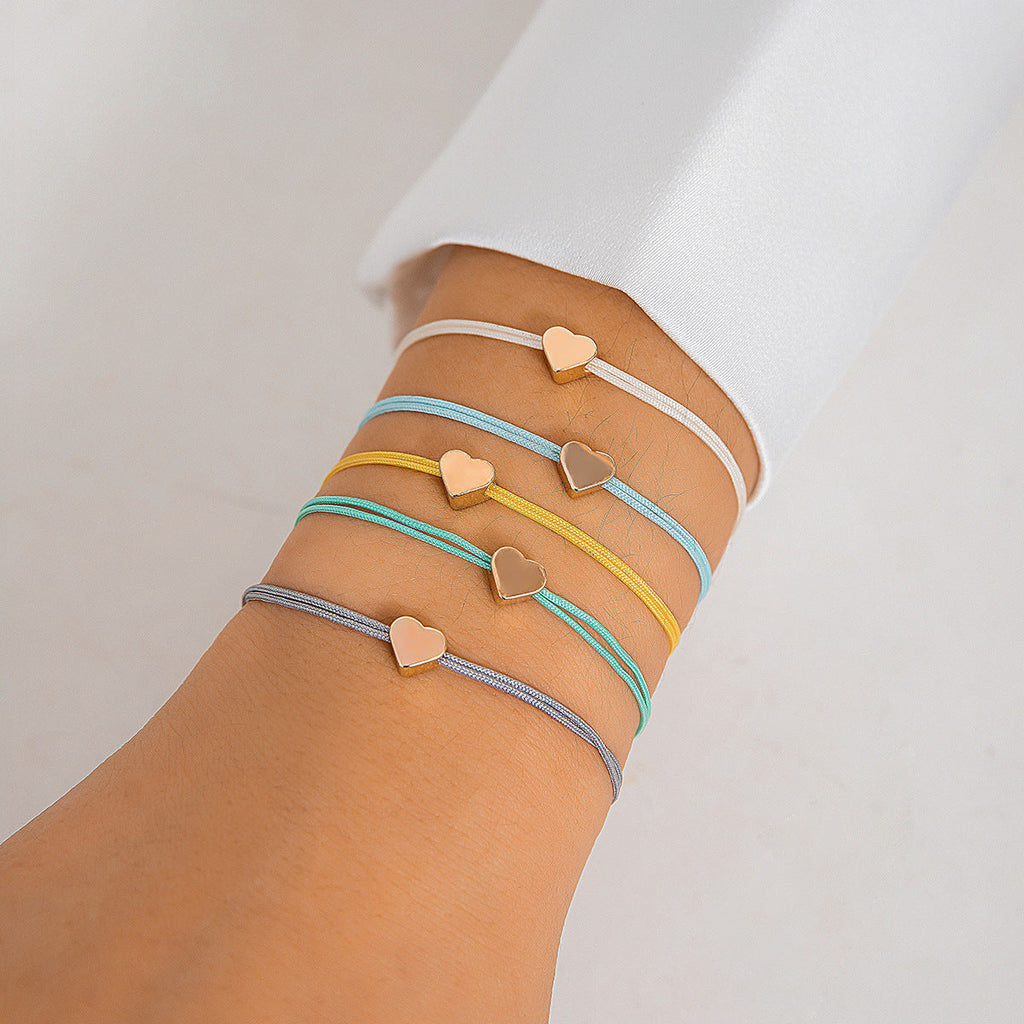 Colorful Drawstring Sweet Love Heart Bracelet