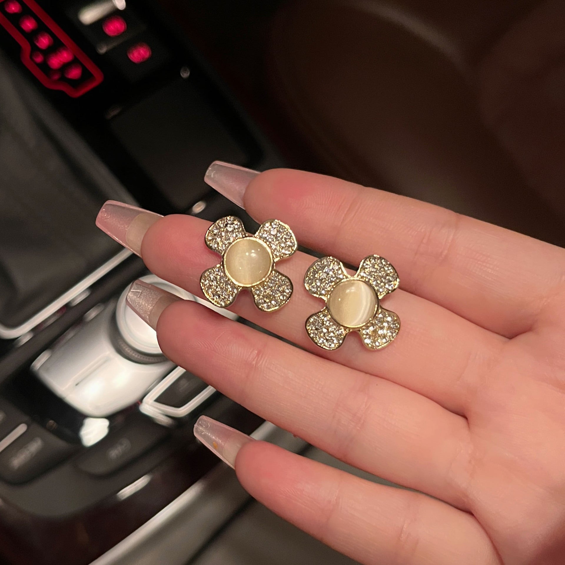Rhinestone Floral Stud Earrings