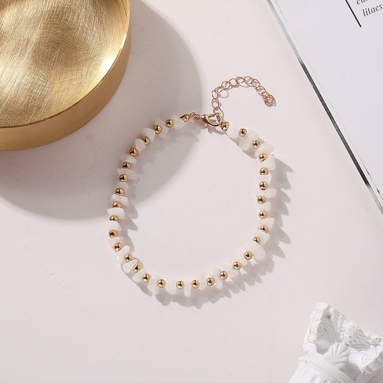 Beaded Nature Stone Chain Anklet Jewelry