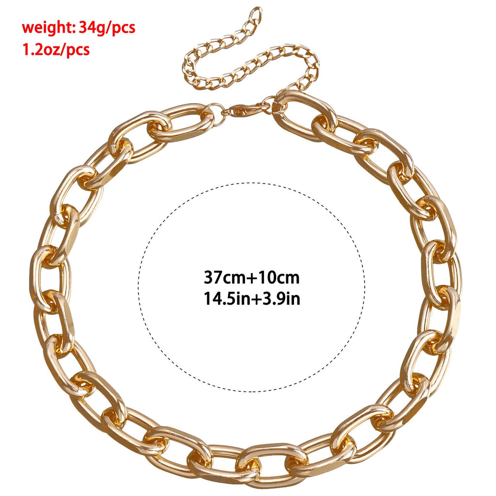 Metal Alloy Thick Chain Choker Necklace
