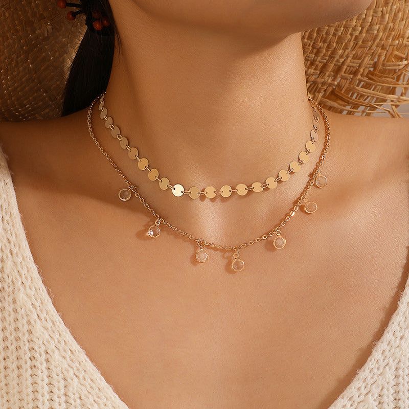 Multi Round Small Disc Charm Necklace