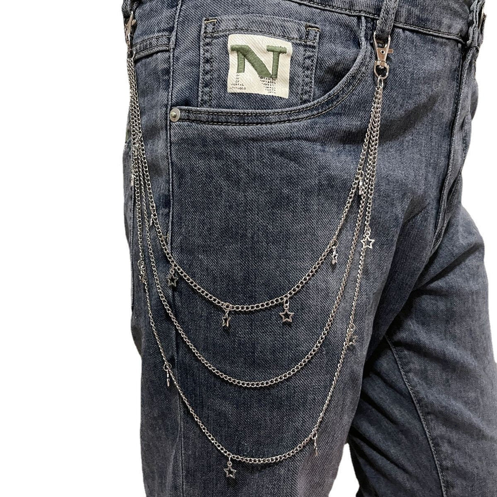 Vintage Metal Key Pendant Multi-layer Star Waist Chain