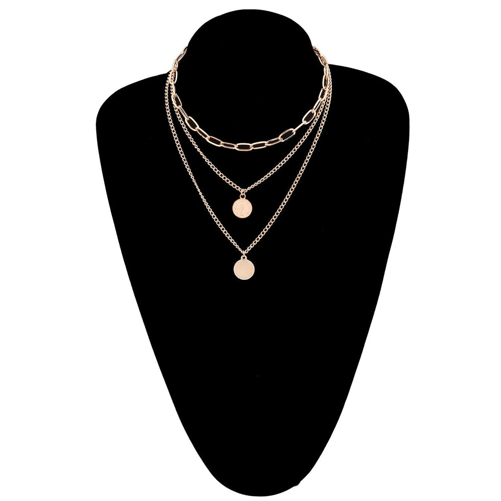 Punk Vintage Layered Portrait Coin Pendant Necklace