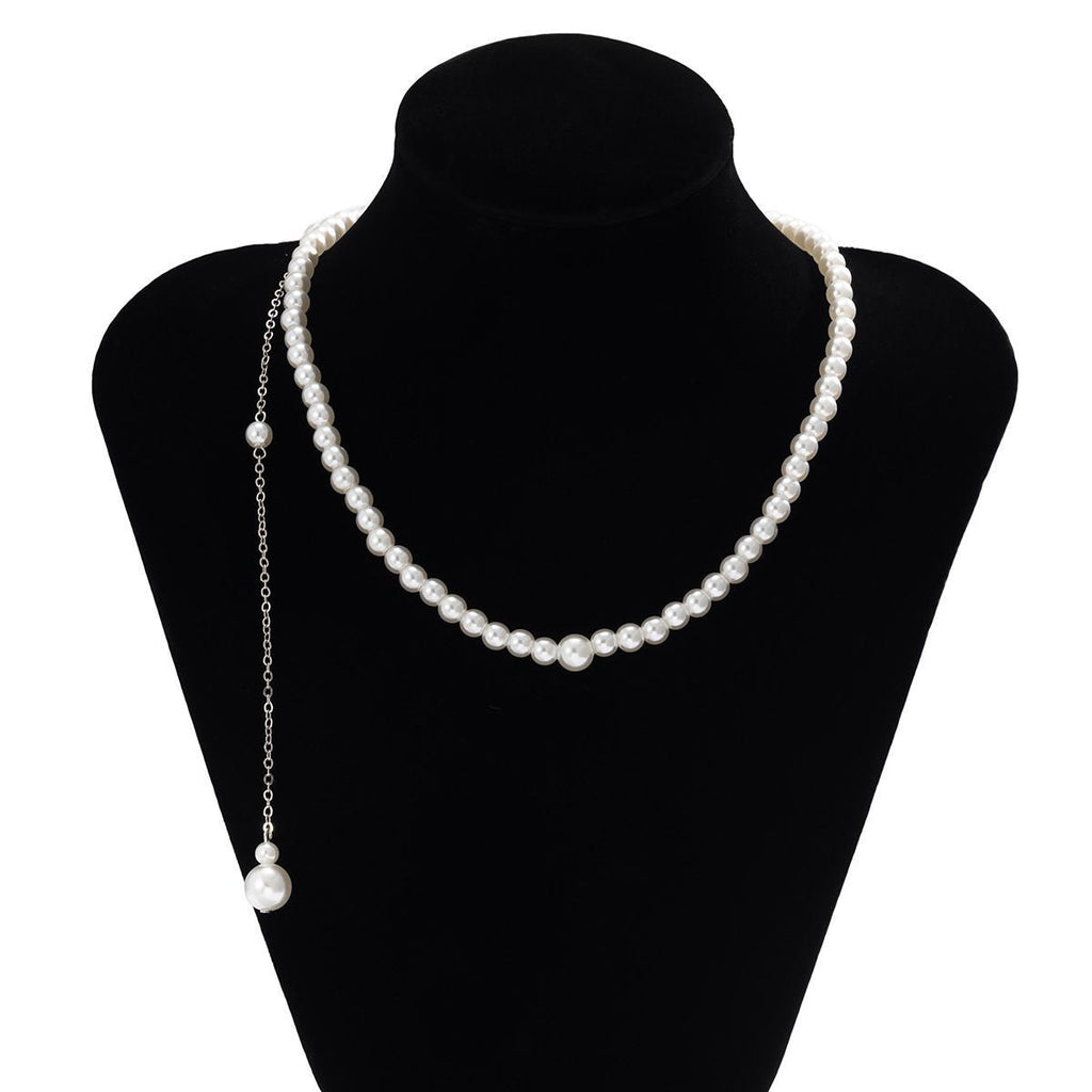 Imitation Pearl Tassel Back Chain Necklace