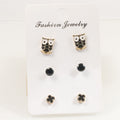 Owl Clover Stud Earrings Set