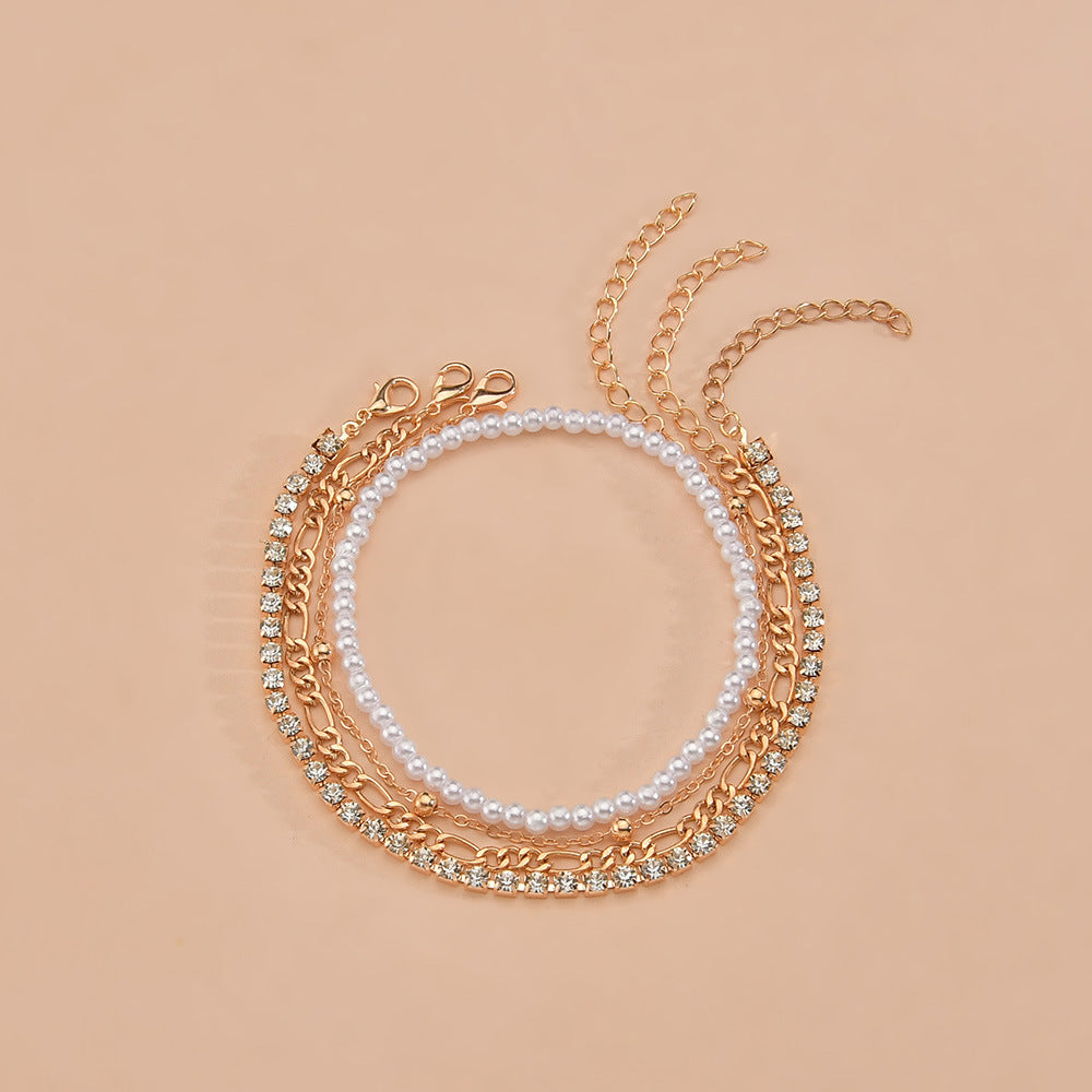 Rhinestone Crystal Beaded Chain Tennis Link Anklet Jewelry