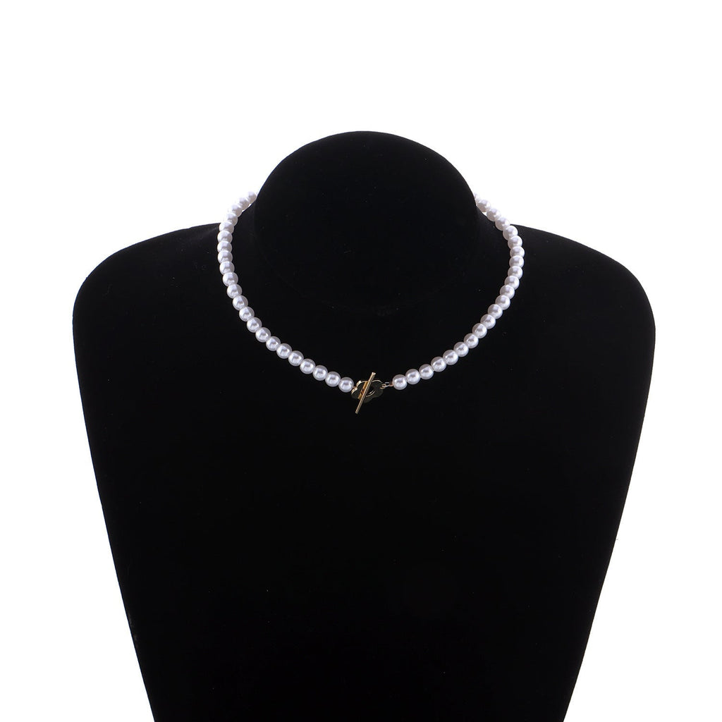 Bohemian Style OT Buckle Flower Shape Pearl Choker Necklace