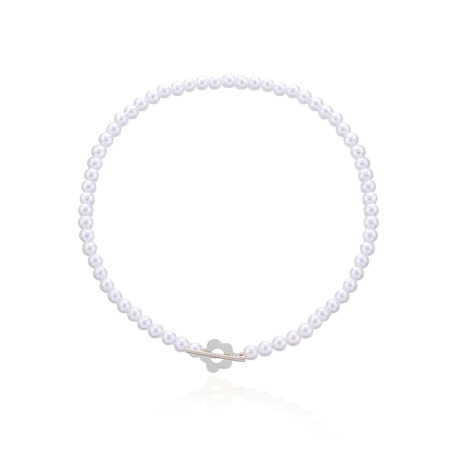 Bohemian Style OT Buckle Flower Shape Pearl Choker Necklace
