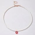 Blue Eyed Beads Pendant Women Pearl Necklace Simple Short Collar