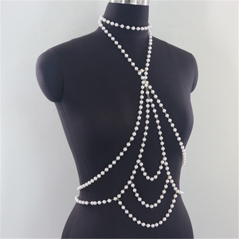 Women Sexy Body Chain Pearl Chain Beach Bikini