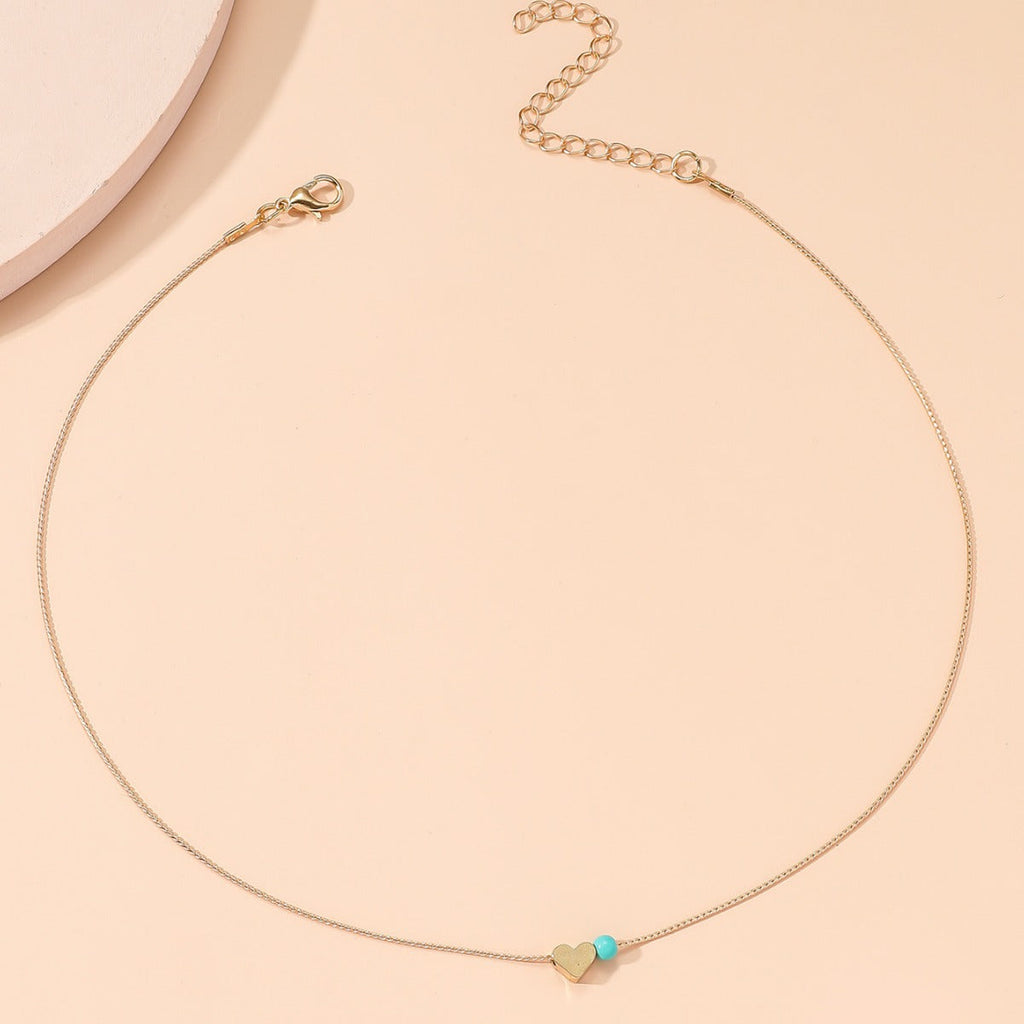 Beaded Heart Choker Necklace