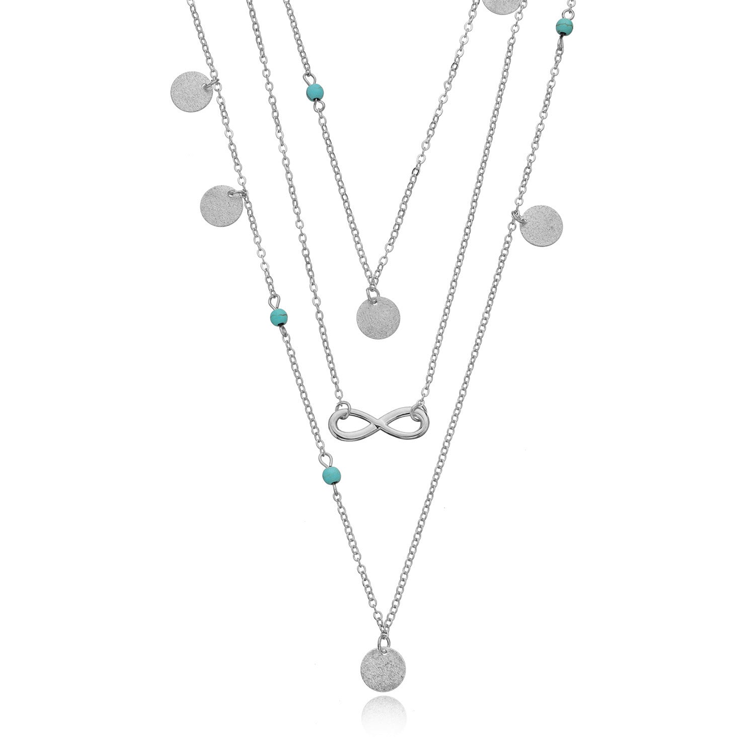 Round Sequin Turquoise Beads Pendant Necklace