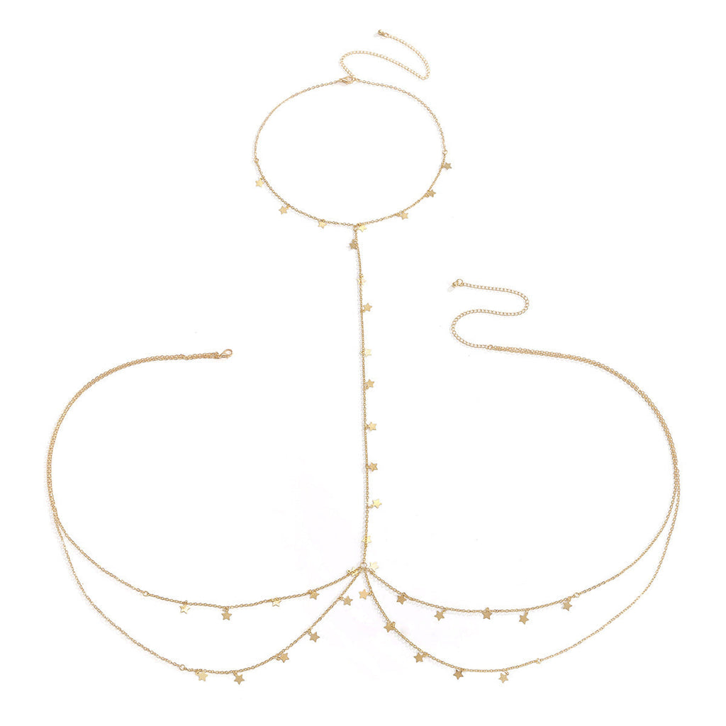 Sexy Multilayer Star Pendant Tassels Handmade Body Chain