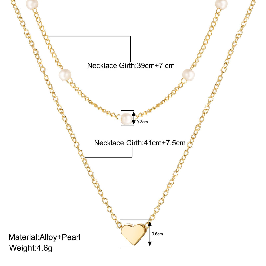 Pearl Chain Necklace Love Heart Pendant