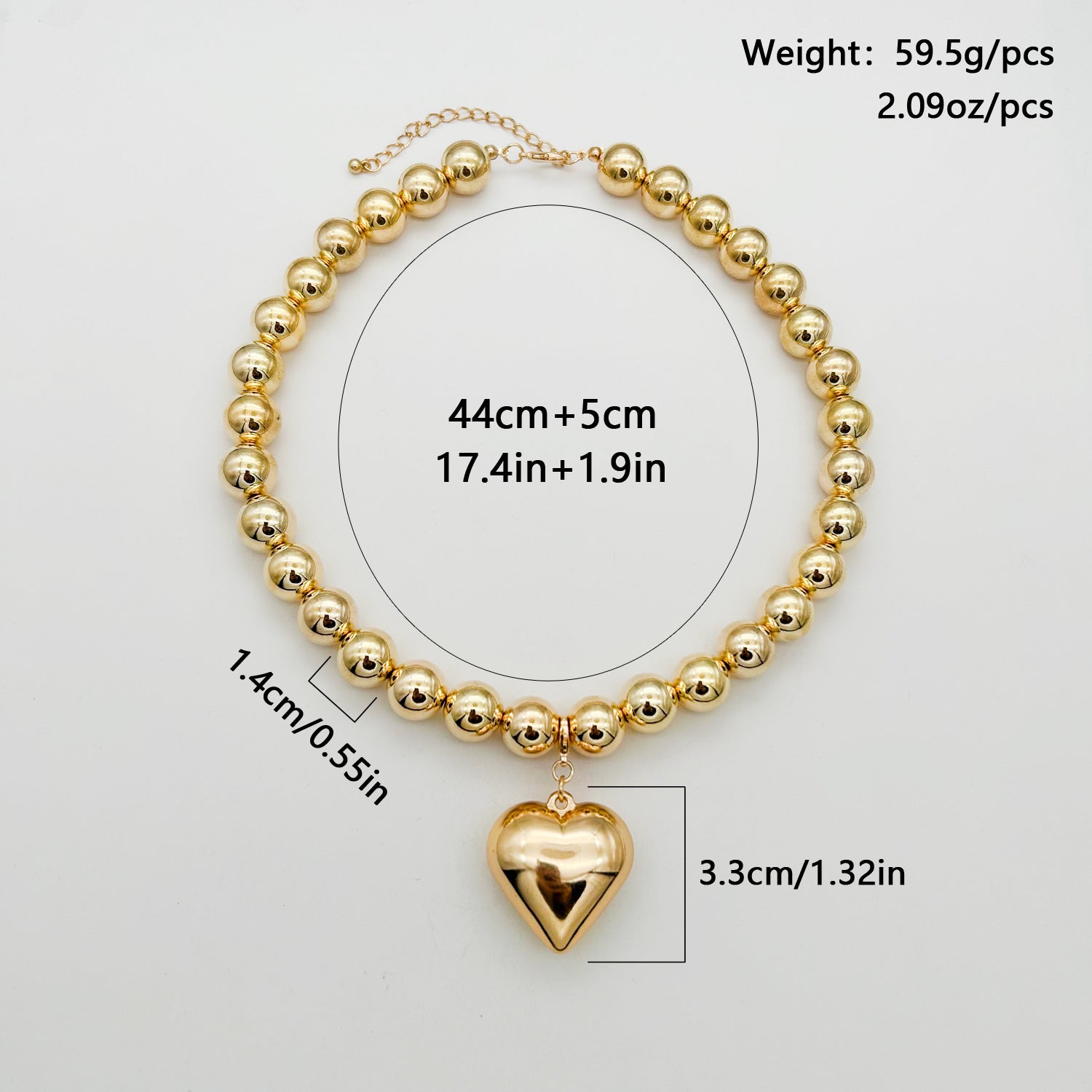 Chunky Heart Shape Exaggerated Big Beads Choker Necklace