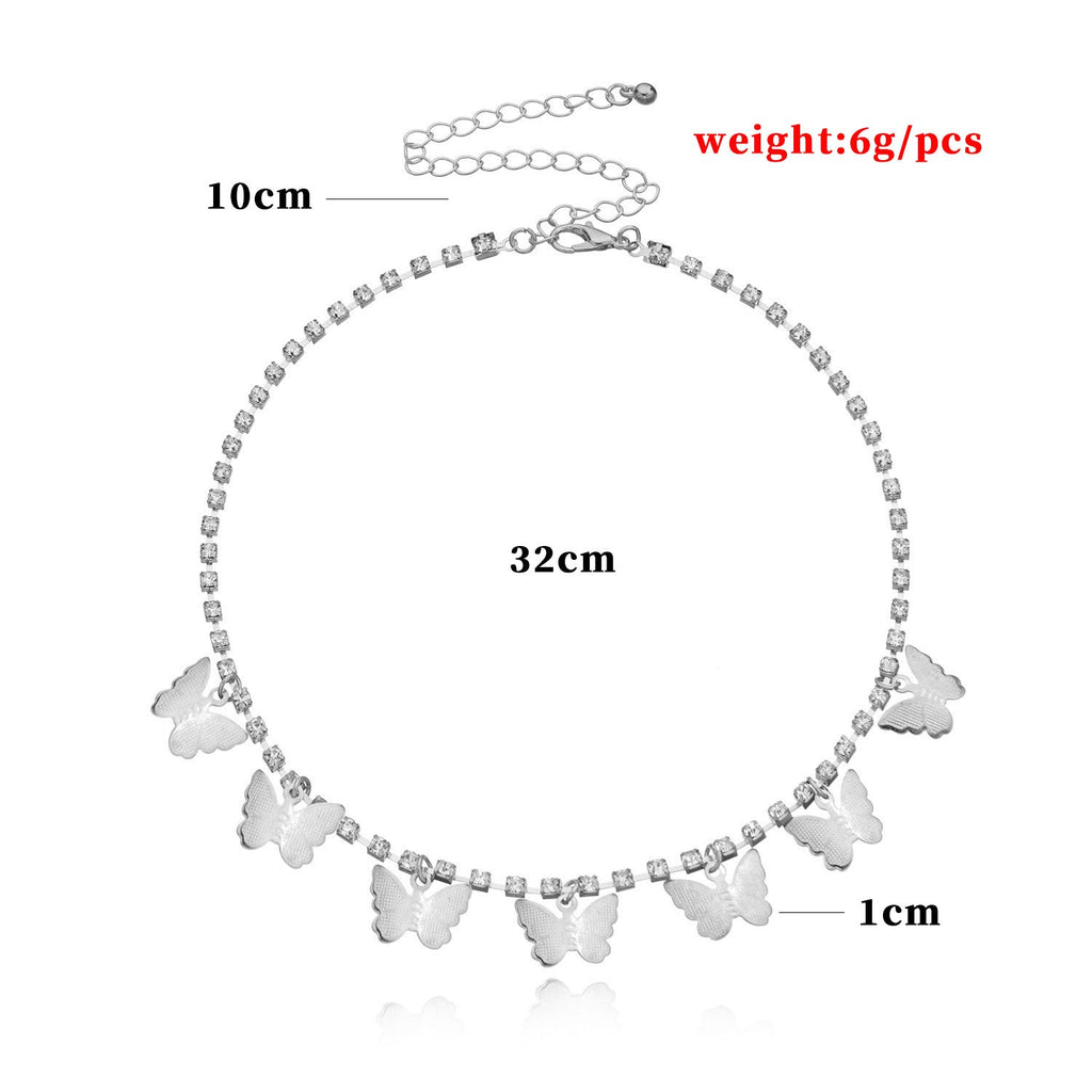 Tassel Tiny Butterfly Choker Necklace