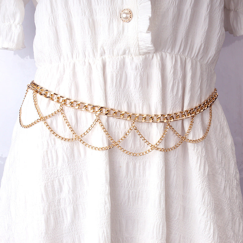 Fashion Multi Layer Belly Body Chain Bikini Metal Rave Body Waist Chain